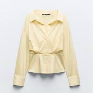 ZARA WOMEN’S BUTTON UP TOP YELLOW  COLOR NWT SIZE S
